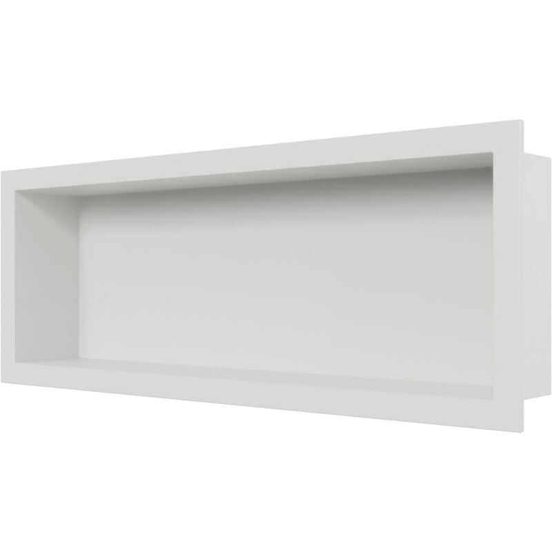 Niche murale douche acier inoxydable, étagère rangement douche salle de bain encastrable BS206010 - 20x60x10cm - Blanc - Bernstein