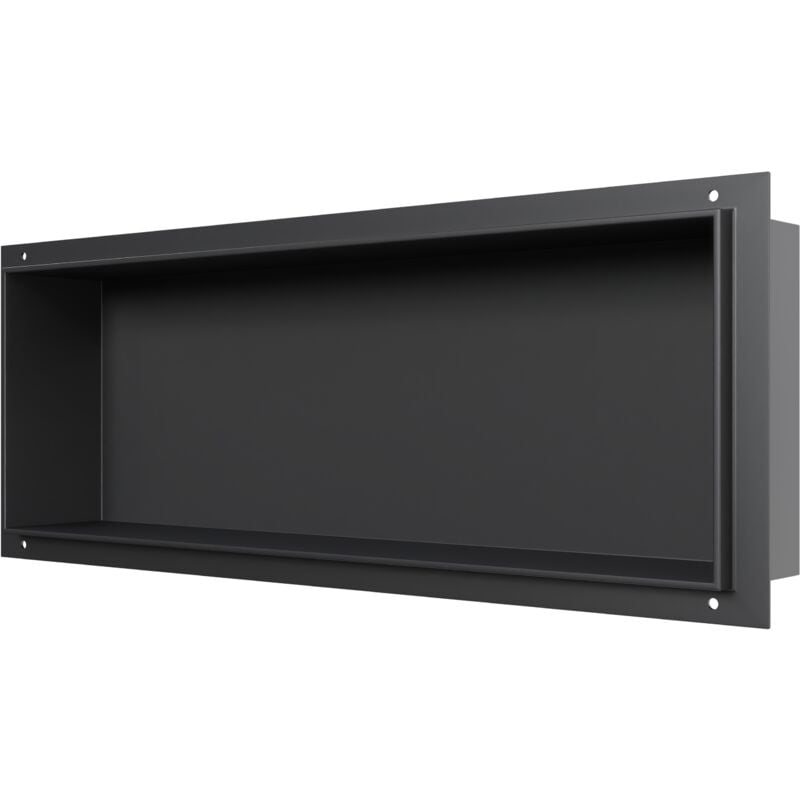Niche murale douche acier inoxydable, étagère rangement douche salle de bain encastrable sans cadre NT206010X - 20x60x10cm - Noir - Bernstein