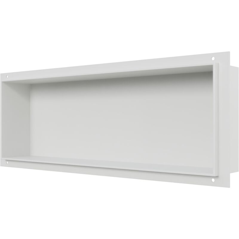 Niche murale douche acier inoxydable, étagère rangement douche salle de bain encastrable sans cadre NT206010X - 20x60x10cm - Blanc - Bernstein