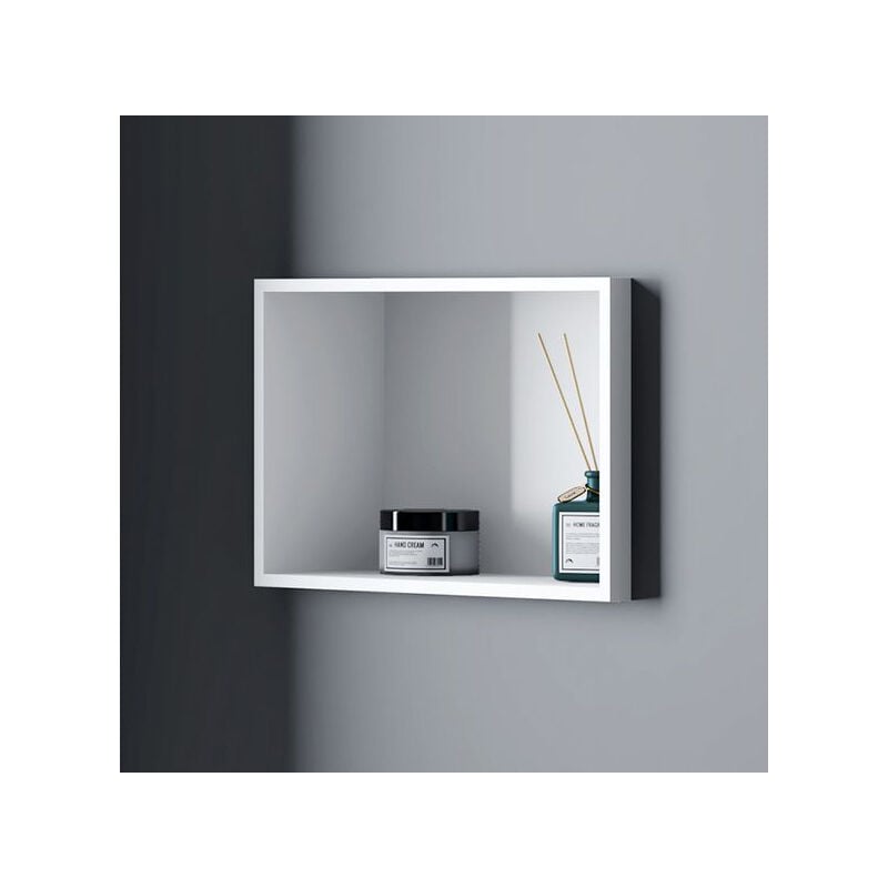 BERNSTEIN - Niche Murale Douche Blanche Fonte minérale étagère Rangement Douche Salle de Bain encastrable BA2513 - H.25 x P.13cm - Taille au