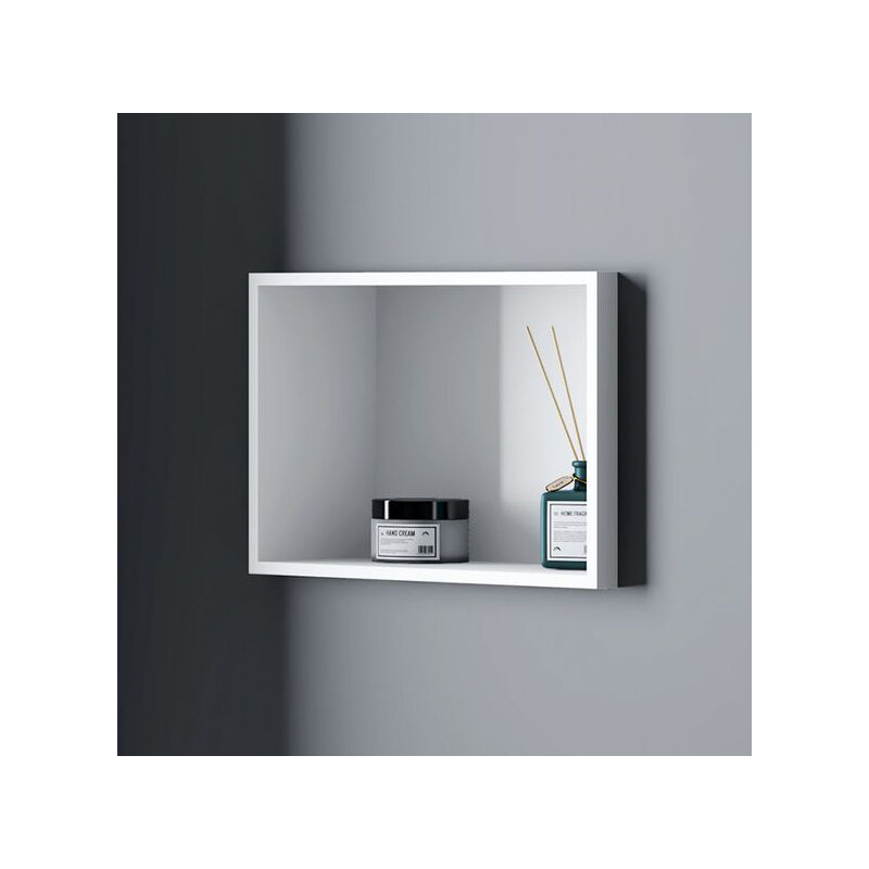 Bernstein - Niche Murale Douche Fonte minérale étagère Rangement Douche Salle de Bain encastrable BA2510 - H.25 x P.10cm - Taille au choix Blanc mat,