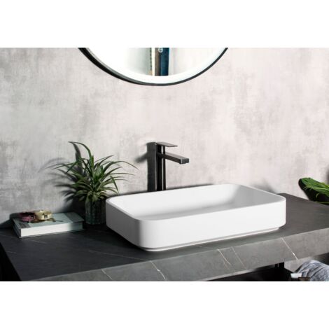BERNSTEIN - NT38 Lavabo independiente en Solid Stone - blanco mate - 60x40x11cm