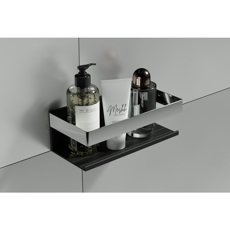 Panier de douche acier inoxydable, étagère de douche - largeur 22 cm - couleur au choix Chromé / noir mat - Bernstein
