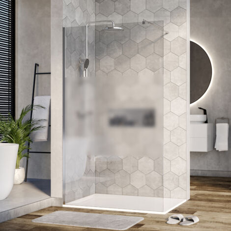 BERNSTEIN - Parete doccia walk-in vetro temperato satinato 8mm Cabina doccia Schermo doccia Barra di stabilizzazione EX101 - 200x120cm	1200 mm