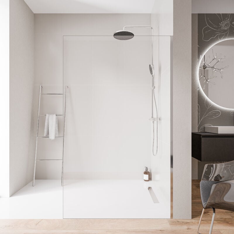 BERNSTEIN - Paroi de douche italienne 70x200cm, verre NANO 10mm, profilé mural inox chrome, sans profilé sol - EX102 700 mm, Sans profilé de sol