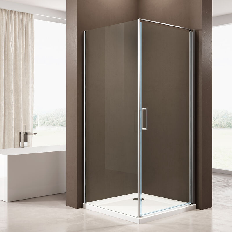 Paroi de douche d'angle, en verre véritable nano de 6mm EX416S - Hauteur 195 cm - 80x80cm, Sans receveur de douche - Bernstein