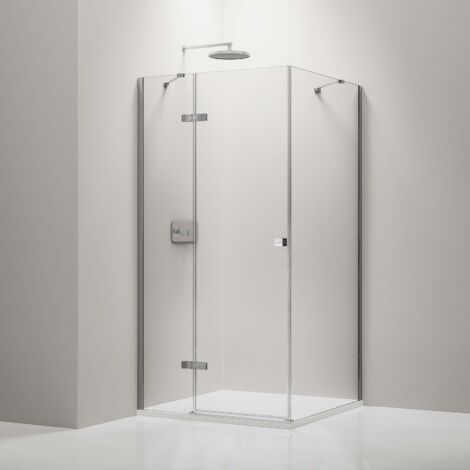 BERNSTEIN - Paroi de douche d'angle Verre 6mm Cabine de douche intégrale étanche Parre douche porte battante sur panneau - 90x120x190cm - EX403C