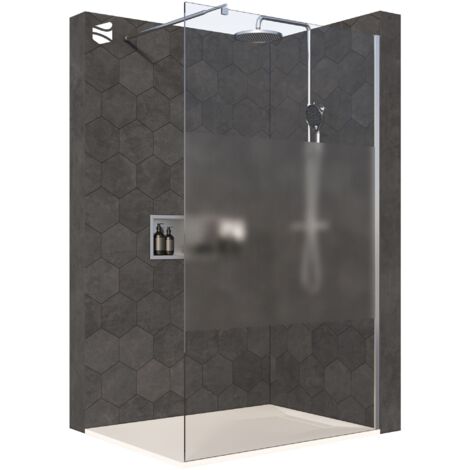 Bernstein – Paroi de douche fixe latérale en verre de sécurité 10mm – Satiné partiel – Largeur sélectionnable 70 à 160 cm – Hauteur 200 cm - EX101