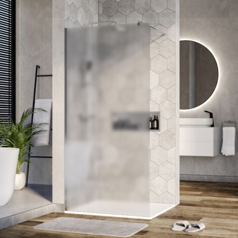 Paroi de douche fixe latérale en verre, satiné, EX101, largeur sélectionnable 1600mm