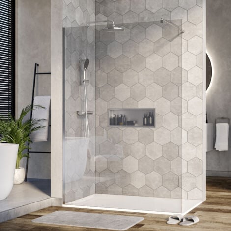 Paroi de douche fixe latérale en verre transparent de sécurité 10mm, EX101, largeur sélectionnable 1000mm