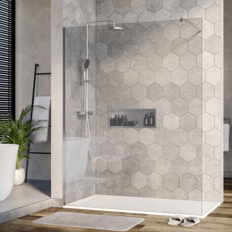 Paroi de douche fixe latérale en verre transparent de sécurité 10mm, EX101, largeur sélectionnable 1000mm