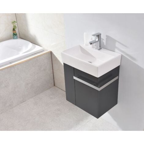 Petit meuble de salle de bain Compact 500 - antharcite mat Sans bonde Pop Up