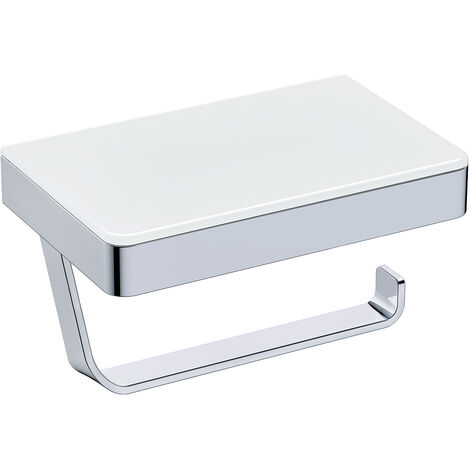 BERNSTEIN - Porta carta igienica in acciaio inox con ripiano in vetro - Bianco - G501