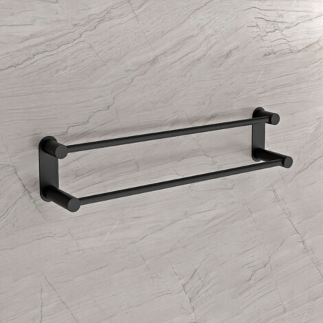 BERNSTEIN - Portasciugamani da parete con 2 barre rotonde, nero opaco, 64x11 cm (LxP), design in acciaio inox - serie OLA	Nero opaco