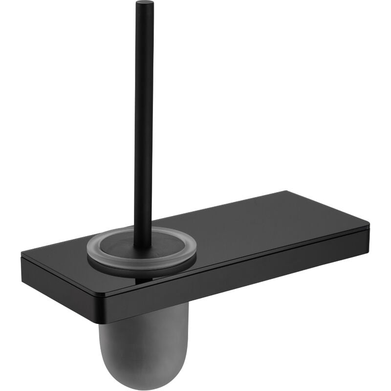 Porte brosse de toilettes en acier inoxydable, porte balais wc avec tablette en verre - 30x12,5x34cm - G505 - Couleur au choix Noir mat - Bernstein