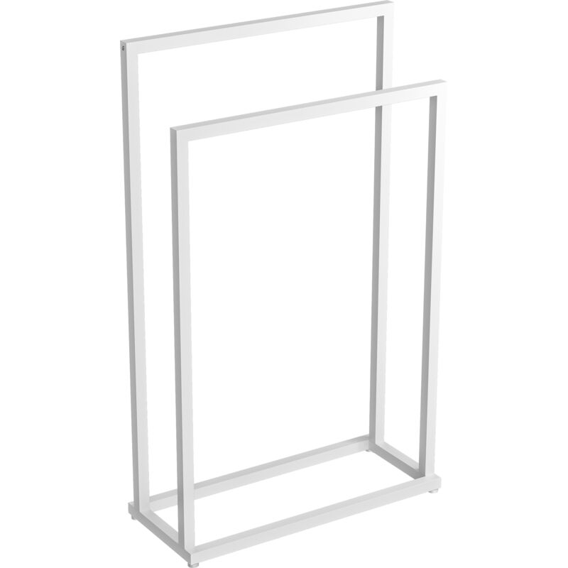 Bernstein - Porte serviette à poser 2 portants Blanc mat 50x21x82cm (LxPxH) design acier inox - Série ola Blanc mat