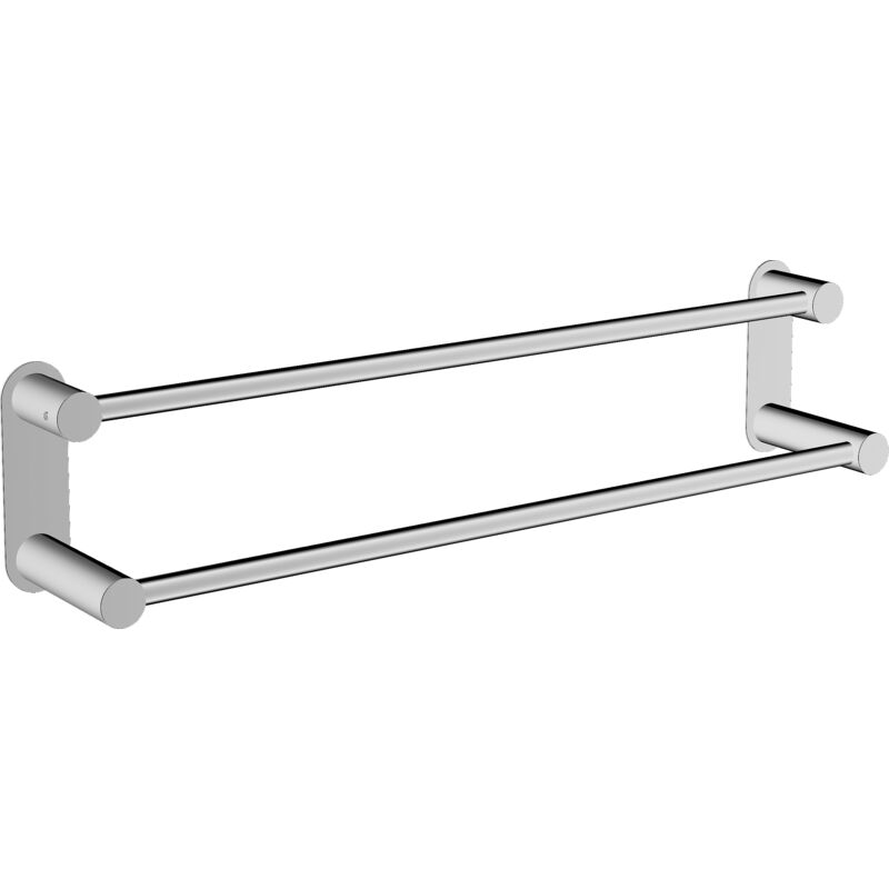 Bernstein - Porte-serviette mural 2 barres rond Chrome 64x11cm (LxP) design acier inox - Série ola Chrome brillant