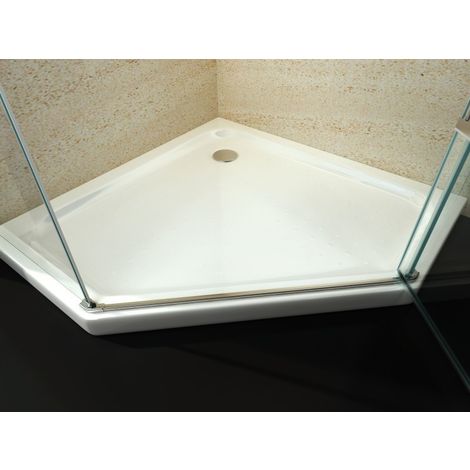 BERNSTEIN - Receveur de douche pentagonal en acrylique sanitaire - 80 x 80 cm - avec bonde d'écoulement