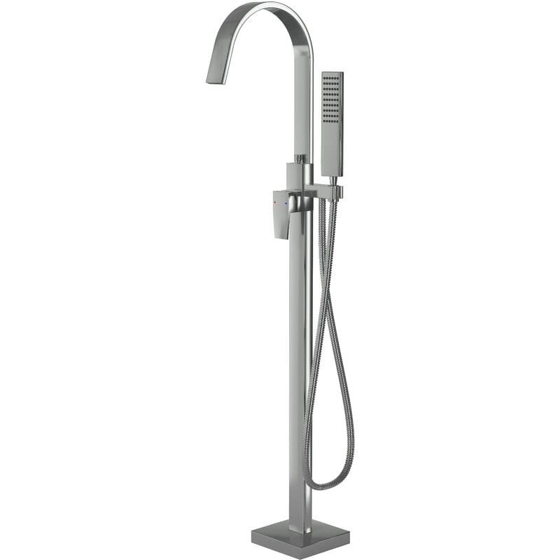 Robinet Mitigeur de baignoire design sur pieds en acier inoxydable et laiton pour salle de bain - h. 111,6cm - NT3311 2.0 - Chrome - Bernstein