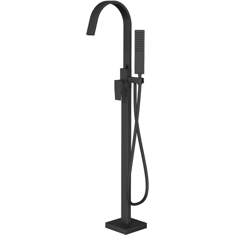 Robinet Mitigeur de baignoire design sur pieds en acier inoxydable et laiton pour salle de bain - h. 111,6cm - NT3311 2.0 - Noir mat - Bernstein