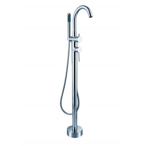 Bernstein – Robinet mitigeur de baignoire sur pied – Laiton finition chrome – Monocommande avec cartouche céramique – Douchette flexible 1,5m