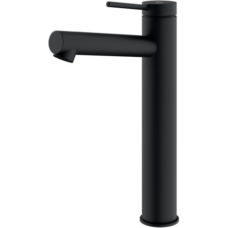 BERNSTEIN - Robinet Mitigeur haut lavabo acier inoxydable Noir mat design, jet doux & économie d'eau - 4x26x17cm (LxHxP) - VIREO Noir mat