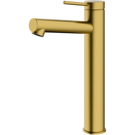 BERNSTEIN - Robinet Mitigeur haut lavabo acier inoxydable Or brossé design, jet doux & économie d'eau - 4x26x17cm (LxHxP) - VIREO Or brossé