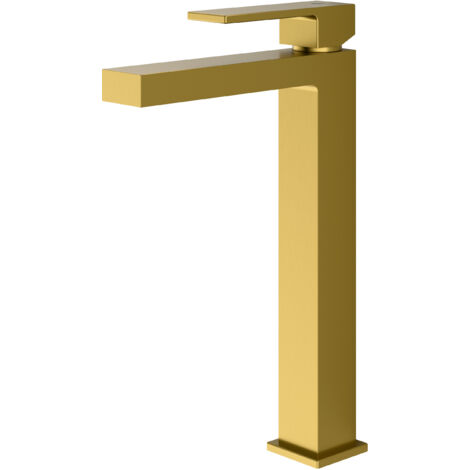 BERNSTEIN - Robinet mitigeur haut lavabo laiton Or brossé design, jet doux & économie d'eau - 3,4x23x17cm (LxHxP) - LAVOA Or brossé