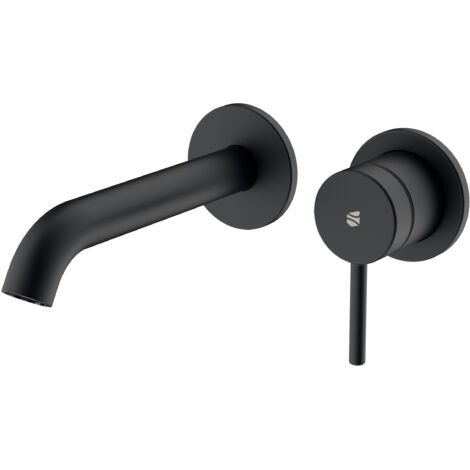BERNSTEIN - Robinet Mitigeur lavabo encastré mural acier inoxydable Noir mat jet doux & économie d'eau - 6,7x6,7x17cm (LxHxP) - VIREO Noir mat