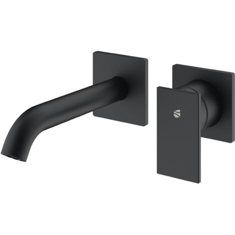 BERNSTEIN - Robinet mitigeur lavabo encastré mural laiton Noir mat jet doux & économie d'eau - 6,7x6,7x17cm (LxHxP) - LAVOA Noir mat