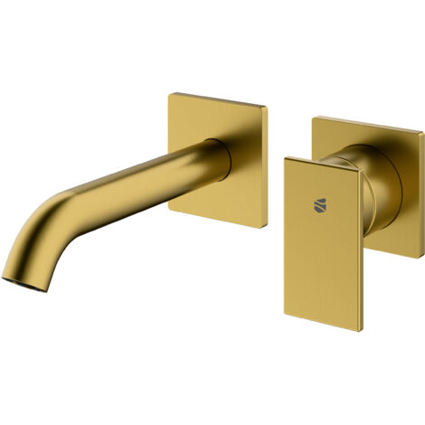 BERNSTEIN - Robinet mitigeur lavabo encastré mural laiton Or brossé jet doux & économie d'eau - 6,7x6,7x17cm (LxHxP) - LAVOA Or brossé