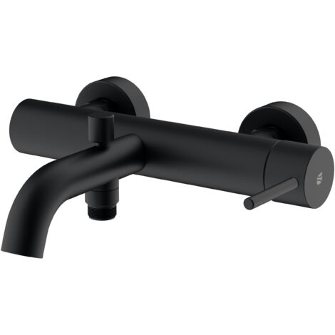 BERNSTEIN - Robinet Mitigeur mural Baignoire Acier inoxydable Noir mat, jet doux & économie d'eau - 26x3x22cm (LxHxP) - VIREO Noir mat