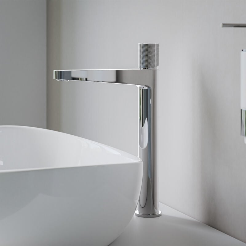 Bernstein - Robinet pour lavabo vasque et évier design et esthétique en laiton peu bruyant et avec aérateur pour économie eau et énergie - h. 31cm