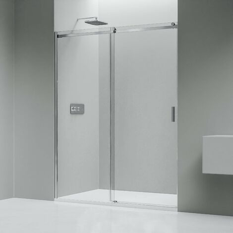 BERNSTEIN - Schermo doccia cromato Cabina in vetro di sicurezza Schermo impermeabile in nicchia Porta scorrevole - NT806 120cm, vetro ESG spesso 8mm	1200 mm, Vetro di sicurezza ESG da 8 mm
