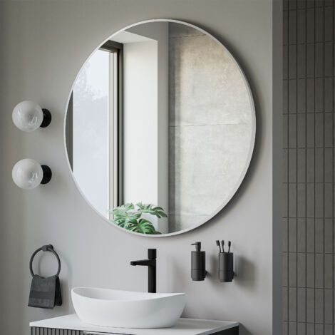 BERNSTEIN - Specchio da parete rotondo di design per il bagno, cornice in alluminio, vetro da 4mm - 8232 - Colore e bianco, Ø 100cm	Bianco, Ø100 cm