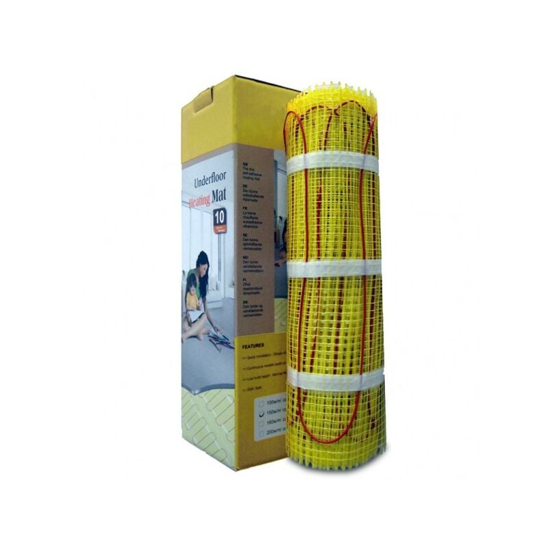 Système de chauffage au sol électrique plat 1.5m²,160W/m², sans champ magnétique, 1 câble de raccordement, Homologaton din vde 0100-200 - 1,5 m²