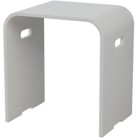 Bernstein – Tabouret de douche en fonte minérale 40x43x30 cm – Blanc mat 100% étanche – Capacité 120 kg – Design moderne et durable - PB4002