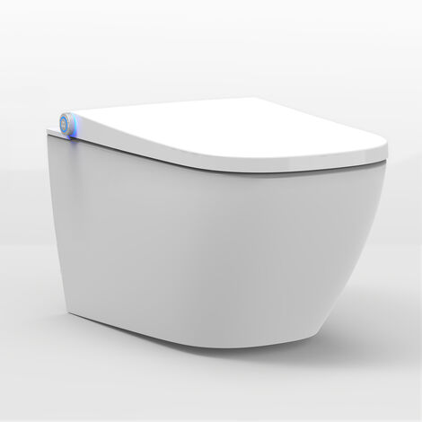 BERNSTEIN - Toilettes Japonaises céramique WC japonais suspendu, WC lavant hygiénique - Blanc - 59,3x38,4x38cm - Commande WC, jets et température réglable, veilleuse LED - Basic 1104