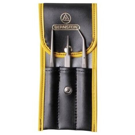 BERNSTEIN Tools for Electronics 5-030 Kit pinzette 3 parti Molto acuminate, Tronco di cono, Acuminate, piegate, fini