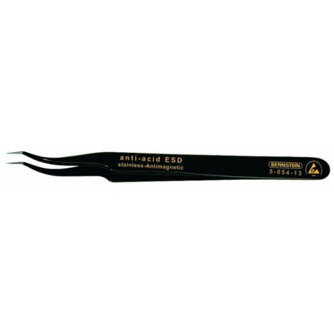 BERNSTEIN Tools for Electronics 5-054-13 Pince brucelle CMS 7abb SA-ESD pointe en forme de faucille, très pointue 120 m