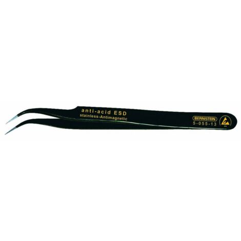 BERNSTEIN Tools for Electronics 5-055-13 Pinzetta SMD 7a SA-ESD Punte curve, Molto acuminate 120 mm