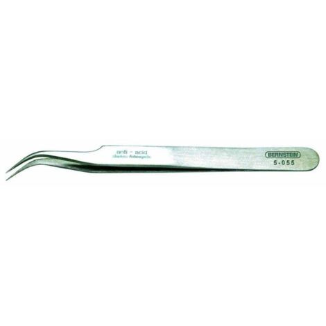 BERNSTEIN Tools for Electronics 5-055 Pince brucelle CMS 7a SA pointe en forme de faucille, très pointue 120 mm
