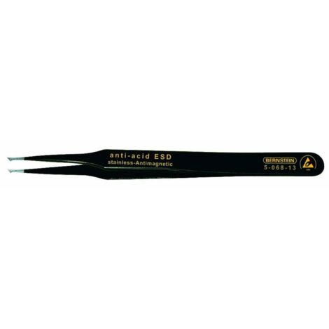 BERNSTEIN Tools for Electronics 5-068-13 Pince brucelle CMS 13 SA-ESD arrondie 120 mm