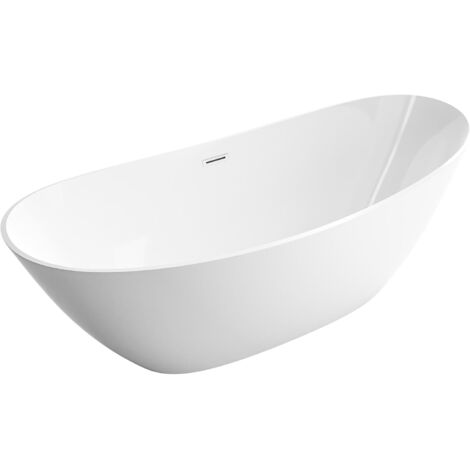 BERNSTEIN - Vasca da bagno freestanding ovale in acrilico 180x80x69cm + Piletta e troppopieno - Bianco lucido - BELLAGIO 2.0	Bianco lucido, 180x80 cm