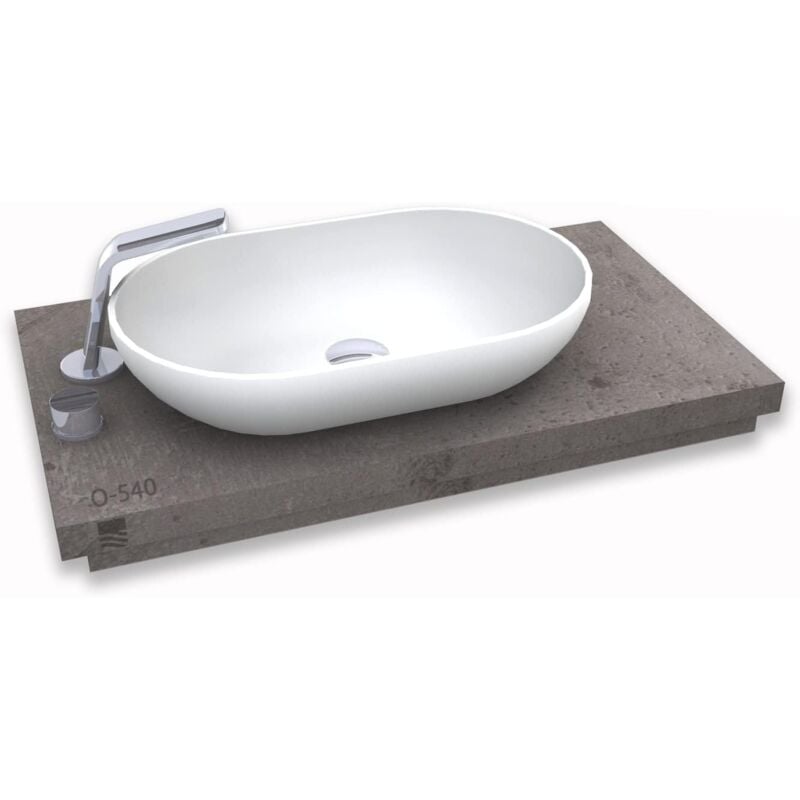 BERNSTEIN - Vasque à poser O-540 en fonte minérale - blanc mat - 54 x 34 x 10,5 cm Sans cache couvercle supplémentaire