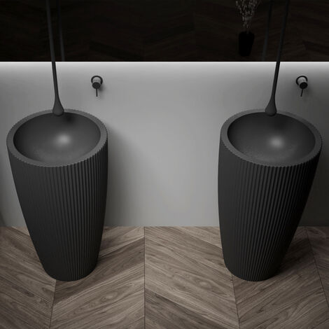 BERNSTEIN - Vasque totem TWZ316 en fonte minérale - 50 x 50 x 90 cm - 2 couleurs en option Noir (mat)