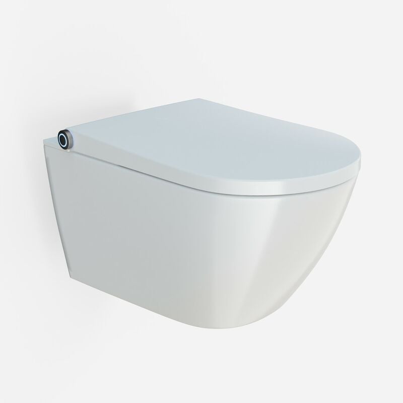BERNSTEIN - Toilettes Japonaises céramique WC japonais suspendu, WC lavant hygiénique avec Télécommande, siège chauffant, Filtre odeurs, Séchoir air