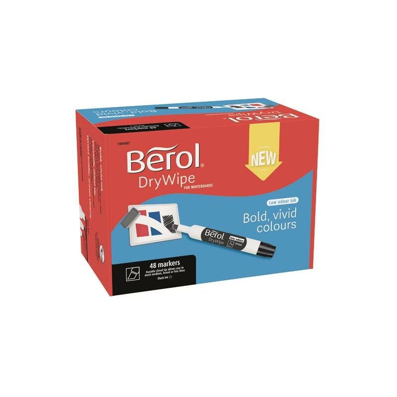 VOW - Berol D/Wipe Chisel Marker Blk Pk48 - BR84887