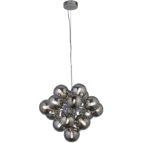 Berry 17Lt Pendant - Metallo cromato e vetro fumé