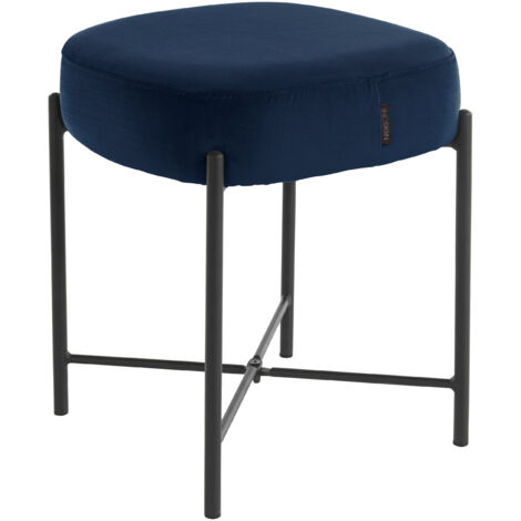 Berry-Tabouret en velours bleu foncé